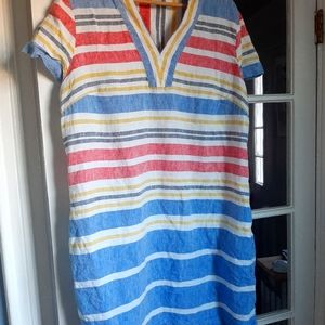 Boden linen shift dress size 16 multicolor stripe